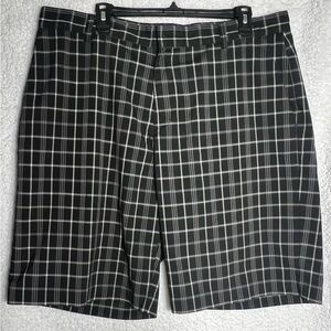Adidas Golf Shorts Mens Size 38 Black Plaid Flat Front Golf/Chino Shorts